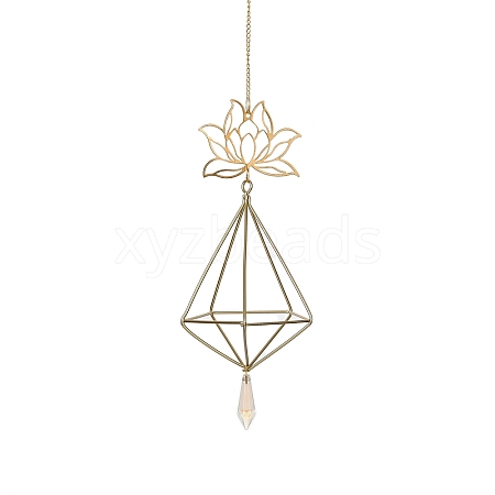 Quartz Crystal & Brass Pendant Decorations HJEW-M007-01G-1