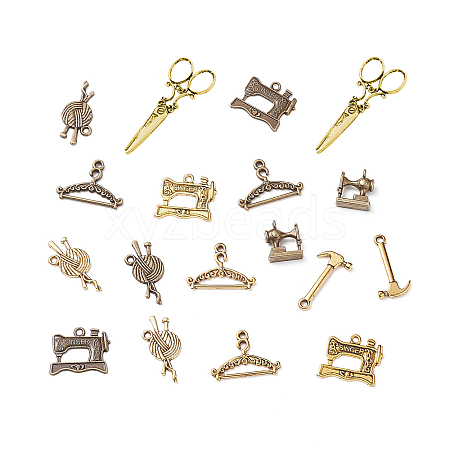   90 Pcs 9 Styles Tibetan Style Alloy Pendants TIBEP-PH0001-20-1