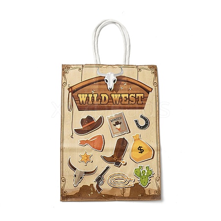 Cowboy Series Printed Kraft Paper Tote Bags ABAG-B006-02E-1