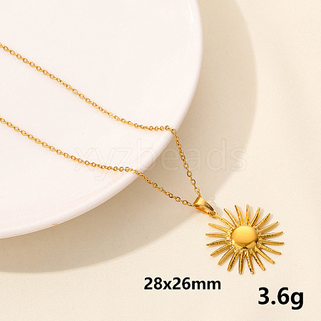 Stainless Steel Moon Sun Chain Necklace Simple Elegant Cool Style RF4782-6-1