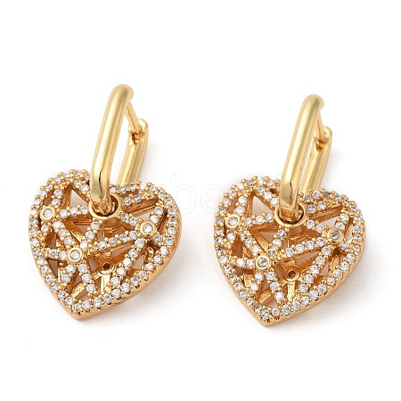 Hollow Heart Rack Plating Brass Micro Pave Cubic Zirconia Dangle Hoop Earrings EJEW-A027-06G-1