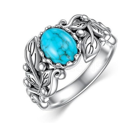Zinc Alloy with Synthetic Turquoise Finger Rings FS-WGE57A9-02-1