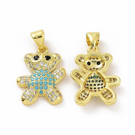 Brass Micro Pave Clear Cubic Zirconia Pendants ZIRC-F135-28G-02-1