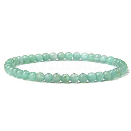 4mm Round Natural Dyed Green Aventurine Beads Bracelet for Men X-KG3069-3-1