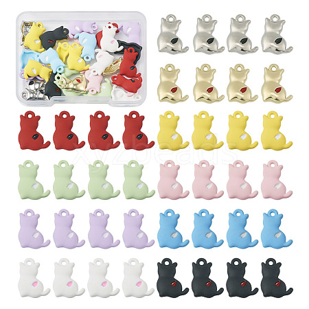 40Pcs 10 Styles Spray Printed Alloy Pendants FIND-TA0002-38-1