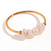 Nuggets Stainless Steel & Natural Freshwater Pearl Beads Finger Rings WG1BE4A-01-5