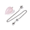 Natural Rose Quartz Dowsing Pendulum Pendants AJEW-N005-02C-2