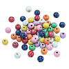 Fashewelry 80Pcs 8 Colors Printed Natural Wood Beads WOOD-FW0001-08-2