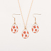 Easter Egg Alloy Enamel Pendant Necklace & Dangle Earrings Sets FS-WG38758-02-1