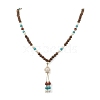 Natural Red Jasper & Synthetic Non-Magnetic Hematite & Dyed Synthetic Turquoise Sea Turtle Pendant Necklaces NJEW-JN05021-1