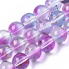 Transparent Spray Painted Glass Bead Strands X-GLAA-N035-03D-B05-1