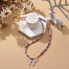 Beass Enamel Butterfly Pendant Necklace with Natural Fire Crackle Agate Beaded NJEW-JN04120-2