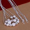 Popular Silver Color Plated Brass 3-strand Snake Chain Necklaces NJEW-BB12672-2