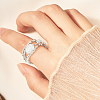 6Pcs 6 Styles Synthetic Moonstone & Cat Eye Open Cuff Rings Set RJEW-AN0001-09-5