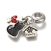 Rack Plating Alloy Red & Black Enamel European Dangle Charms PALLOY-P307-24P-2