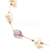 Natural Amethyst & Pearl Beaded Anklet AJEW-AN00500-03-4