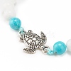 Natural Malaysia Jade & Howlite Braided Bead Bracelets Set with Alloy Tortoise BJEW-JB08065-01-4