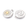 304 Stainless Steel Flat Round with Sun & Moon Pendants STAS-T073-74GP-2