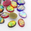 Oval Resin Imitated Opal Cabochons X-CRES-L008-M-1
