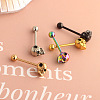 Skull 304 Stainless Steel Straight Barbell 15 Gauge Piercing Tongue Rings for Women Men FS-WG07D05-02-4