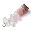 Gradient Color Natural Quartz Crystal & Natural Rose Quartz & Natural Rhodonite & Natural Pink Opal Chip Beaded Pendants PALLOY-JF02790-04-4