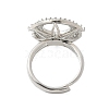 Flat Round Brass Micro Pave Cubic Zirconia Adjustable Ring Settings KK-K297-06P-3