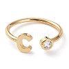 Brass Micro Pave Clear Cubic Zirconia Cuff Rings RJEW-J074-01G-C-1