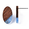 Resin & Walnut Wood Stud Earring Findings MAK-N032-005A-5
