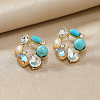 Simple Synthetic Turquoise Stud Earrings LR3761-1