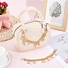 2Pcs Alloy Enamel White Flower Pendant Aluminum Curb Chain Bag Decorative Chains HJEW-BBC0001-36-4