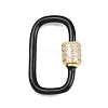 Oval Brass Micro Pave Clear Cubic Zirconia Screw Carabiner Clasps KK-B167-01B-G-2