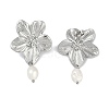 304 Stainless Steel Flower Stud Earrings EJEW-Z075-06P-1