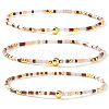 Boho Round Brass and Glass Seed Beaded Stretch Stackable Bracelet Sets BP2363-3-1
