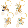 4Pcs 4 Colors Ocean Series Natural White Jade & Lapis Lazuli & Green Aventurine & Synthetic Turquoise & 304 Stainless Steel Starfish Shell Shape Turtle Keychains KEYC-SP00006-1