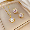 Brass Micro Pave Cubic Zirconia Pendant Necklace & Stud Earrings WG7AC39-24-1