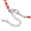 Glass Seed Beaded Alloy Heart with Wing Pendant Necklaces for Women NJEW-JN05008-5