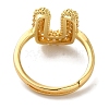 Rack Plating Letter Brass Micro Pave Clear Cubic Zirconia Adjustable Rings for Women KK-S391-03G-U-3