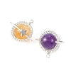 5Pcs 5 Colors Natural Labradorite & Yellow Hematoid Quartz & Amethyst & Xiuyan Jade & Green Jade Copper Wire Glass Wrapped Pendants PALLOY-TA00431-2