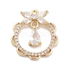 Brass Pave Clear Cubic Zirconia Pendants KK-Z061-10G-1