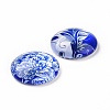 Blue and White Floral Printed Glass Cabochons GGLA-A002-20mm-XX-3