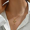 Stainless Steel Cubic Zirconia Cross Pendant Necklaces Hip-hop Lady Party Wear ZW8350-1