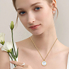 1Pc Stainless Steel Pave Natural White Shell Locket Pendant Necklaces for Women NJEW-HS0001-12B-6
