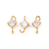 Brass Pave Clear Cubic Zirconia Flat Round Connector Charms KK-H538-21A-G-1