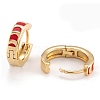 Brass Enamel Huggie Hoop Earrings EJEW-P187-K-5