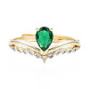 Green Cubic Zirconia Crown Adjustable Ring RJEW-N035-067-NF-1