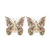 Butterfly Brass Micro Pave Colorful Cubic Zirconia Connector Charms KK-G435-03G-2