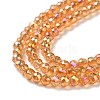 Electroplate Transparent Glass Beads Strands GLAA-H021-01B-FR06-4