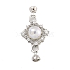 Rack Plating Rhombus Brass Micro Pave Clear Cubic Zirconia Fold Over Clasps KK-F876-01P-1