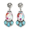 Alloy Synthetic Turquoise Dangle Stud Earrings EJEW-U053-04B-AS-4