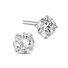 SHEGRACE Rhodium Plated 925 Sterling Silver Four Pronged Ear Studs JE420A-02